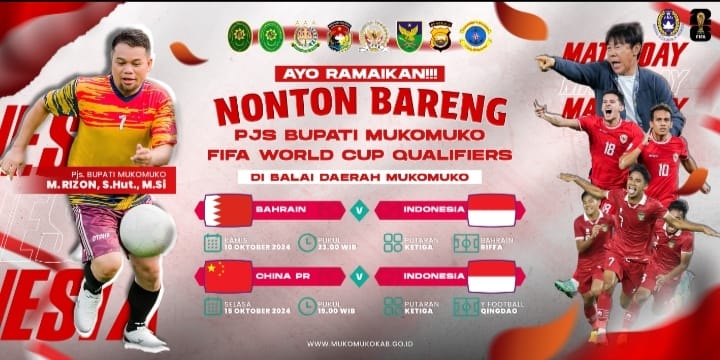 Nonton Bareng Timnas vs Bahrain di Balai Daerah Pemkab Mukomuko,Gratis dan Seru