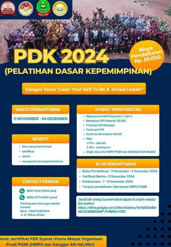 Siap-Siap, HMPS PGMI Siap Gelar Pelatihan Dasar Kepemimpinan  2024 di UIN FAS Bengkulu