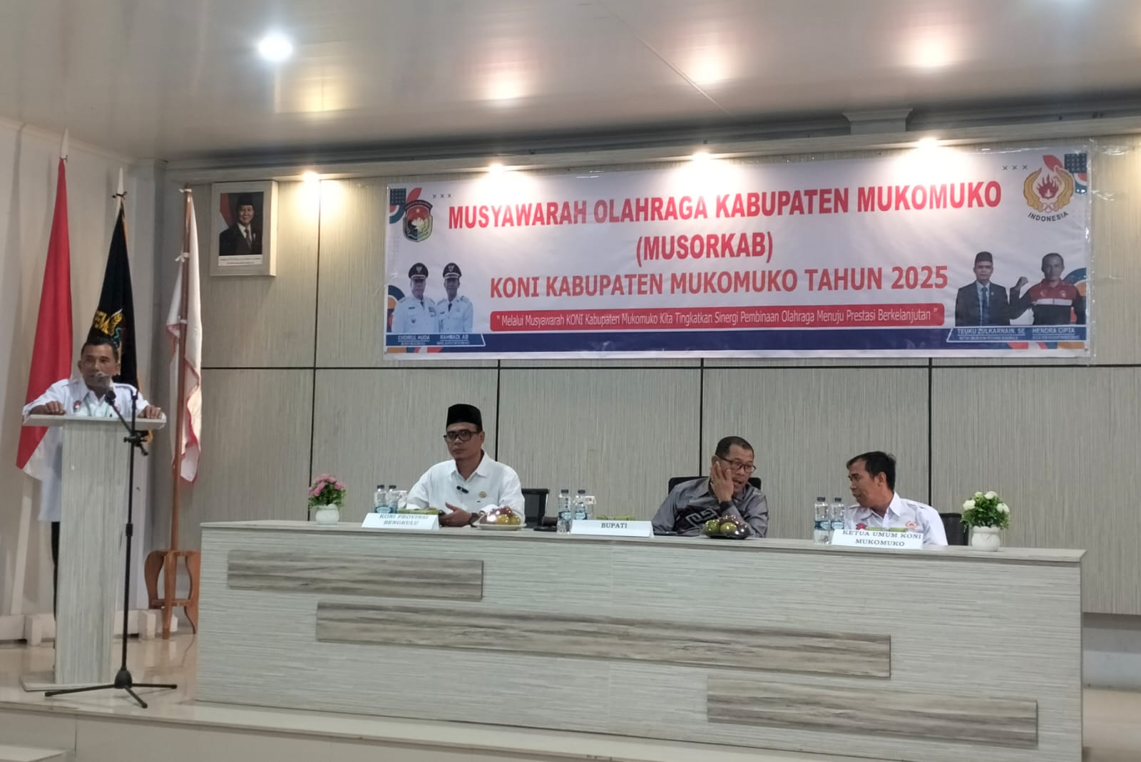 Teuku Zulkarnain Apresiasi Musorkab KONI Mukomuko, Novri Terpilih Secara Aklamasi 