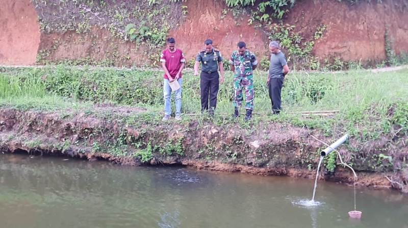 Dukung Ketahanan Pangan, Kodim 0423 Bengkulu Utara Bentuk Demplot   Kolam Ikan di Desa Tambak Rejo