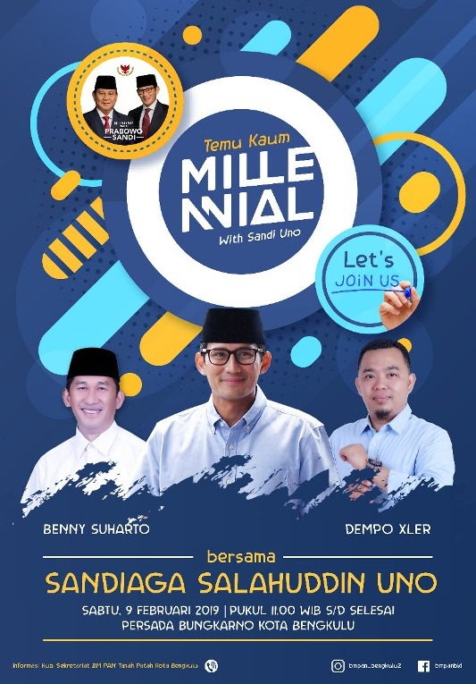 9 Februari Sandiaga Uno Sapa Emak-Emak dan Kaum Milenial Bengkulu