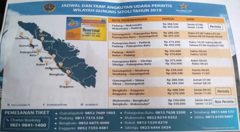 Aviastar  Terbangi  Enggano – Bengkulu – Mukomuko – Padang