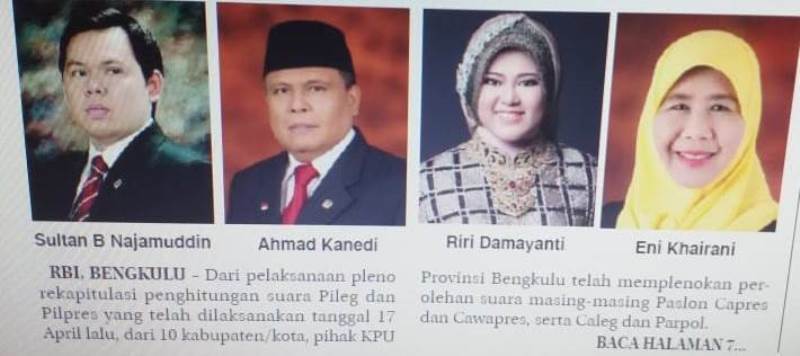 Pleno KPU Provinsi, Sultan, Bang Ken, Riri dan Eni Melenggang ke Senayan