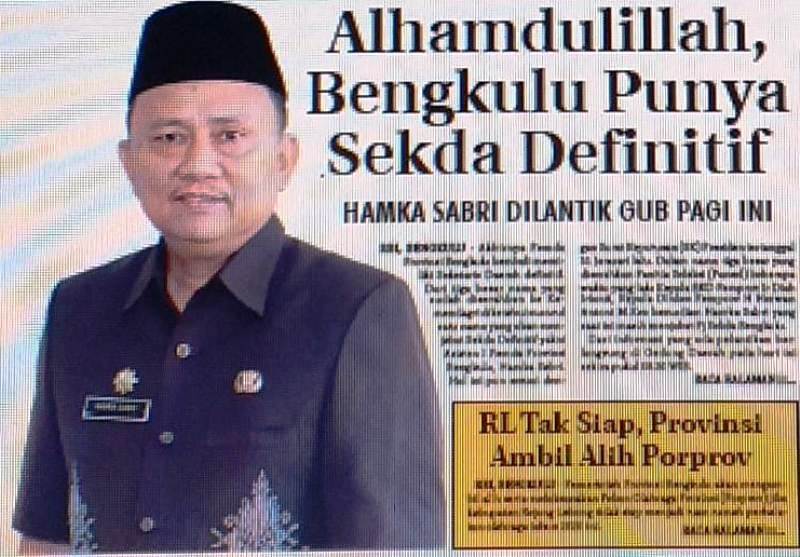 Hamka Sabri Dilantik Gub Rohidin, Bengkulu Punya Sekda Definitif