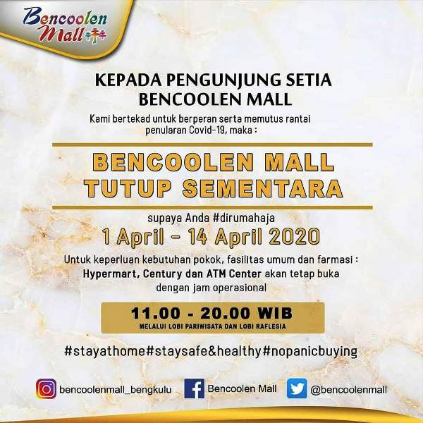 Bencoolen Mall Tutup Hingga 14 April