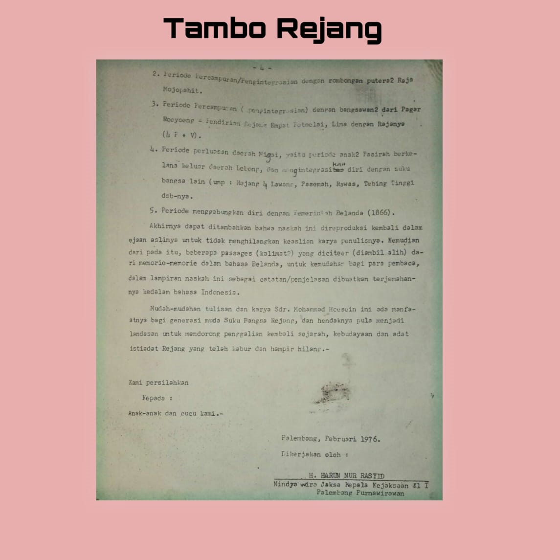 Menyingkap Tambo Suku Rejang di Provinsi Bengkulu  (11)