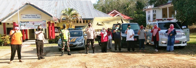 Polsek Bersama Tim Gugus Tugas Pencegahan Covid-19 Kecamatan Padang Jaya Sampaikan Tiga Imbauan