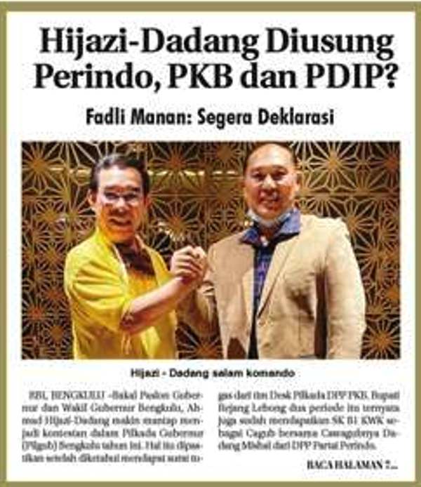 Hijazi-Dadang Diusung Perindo, PKB dan PDIP?