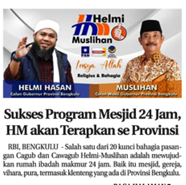 Sukses Program Mesjid 24 Jam, HM akan Terapkan se Provinsi