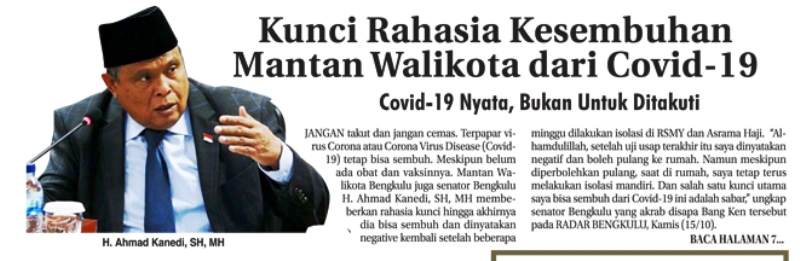 Ini Kunci Rahasia Kesembuhan Mantan Walikota dari Covid-19