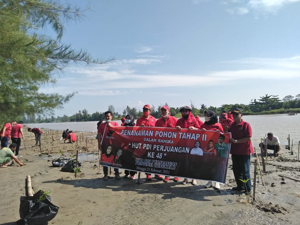 Cegah Banjir dan Erosi, PDIP Bengkulu Tanam Mangrove