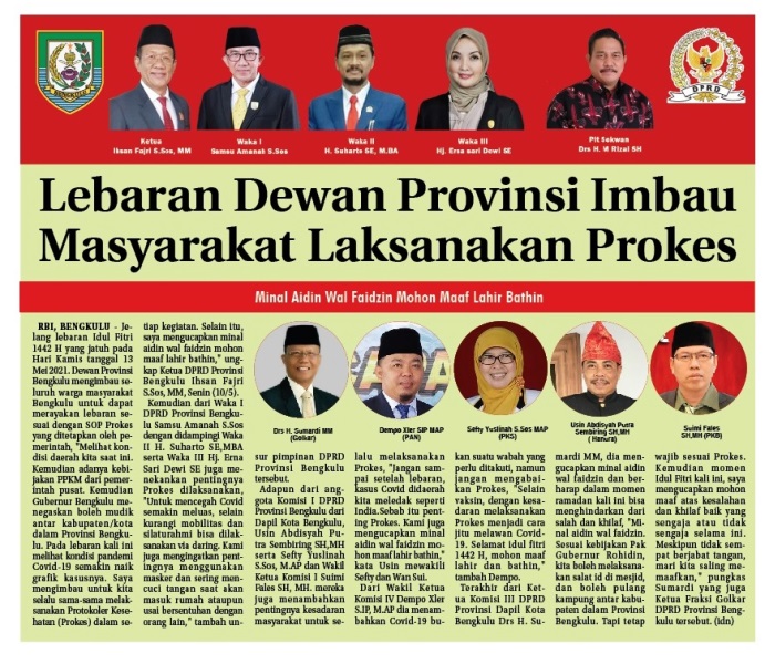 Dewan Provinsi Imbau Masyarakat Jangan Abai Terapkan Prokes