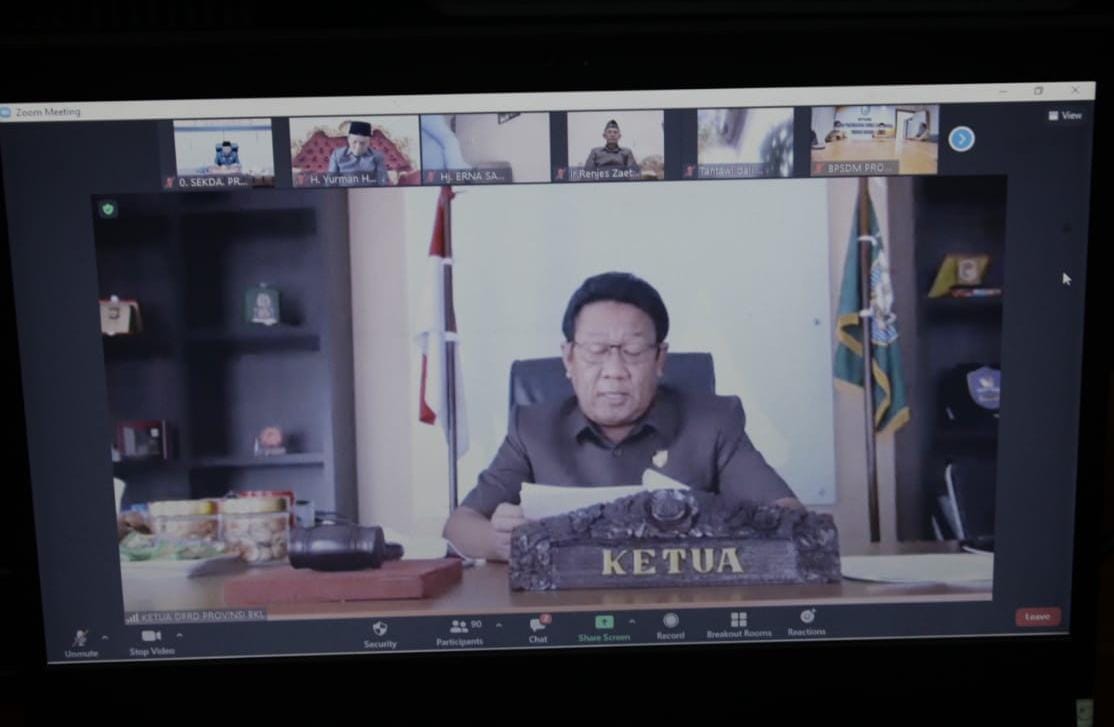 Paripurna Virtual, DPRD Bentuk Pansus RPJMD Provinsi Bengkulu