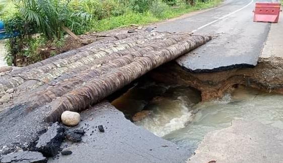 “Rakit” Batang Kelapa di Jalan Provinsi Belum Selesaikan Masalah