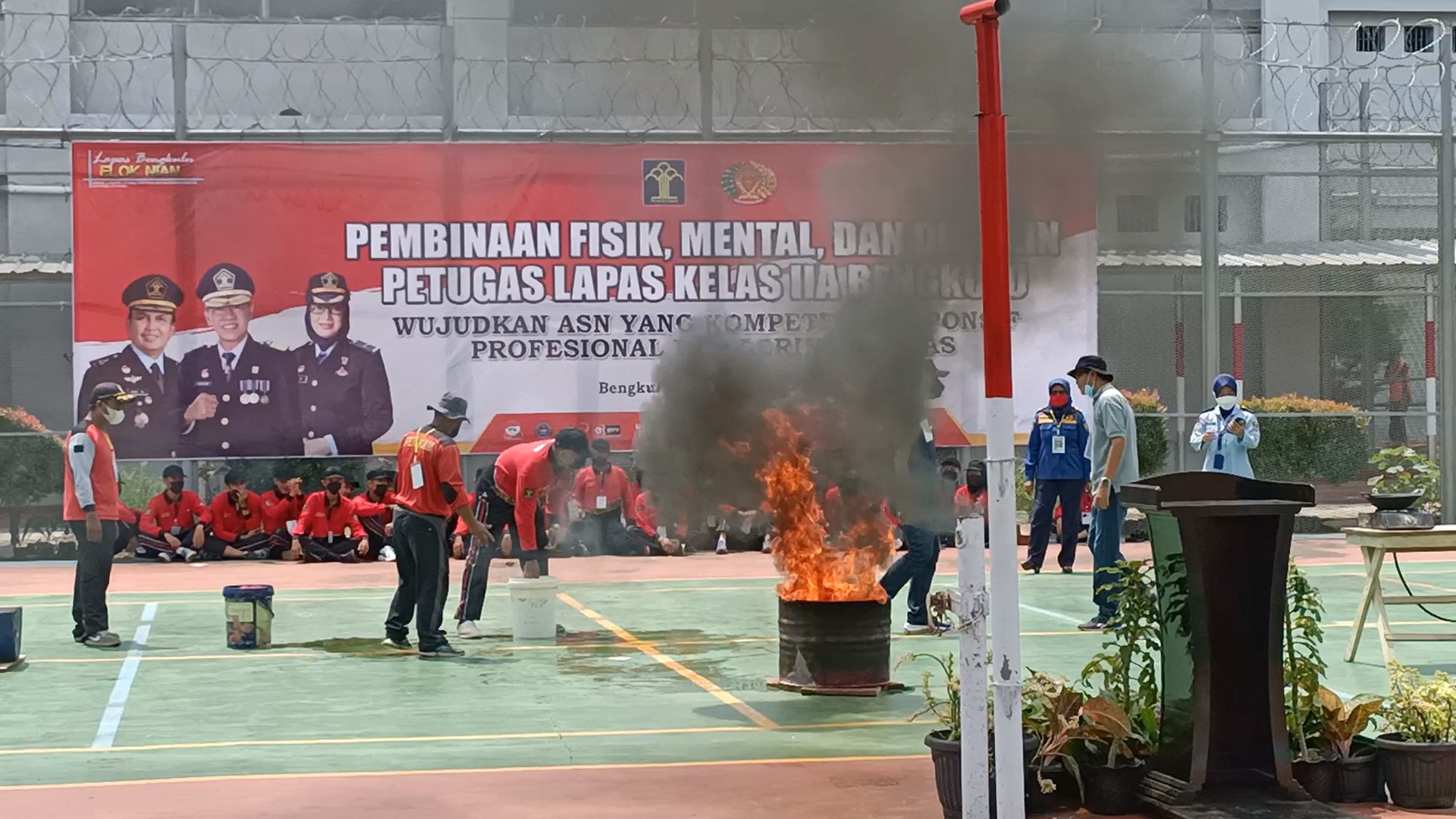 Petugas Lapas Ikut Pelatihan Kebangsaan dan Simulasi Kebakaran