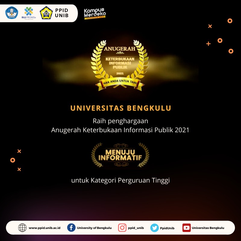 Anugerah Keterbukaan Informasi Publik 2021, UNIB Bertahan di Kategori “Menuju Informatif”