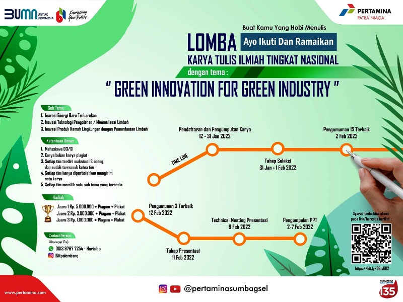 Ayoo Ikuti Lomba Karya Tulis Ilmiah Pertamina Sumbagsel Berhadiah Puluhan Juga Rupiah