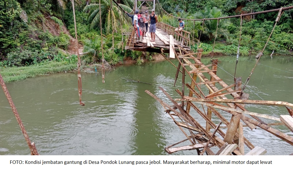 Rusak Parah, Pemkab Mukomuko Akan Bangun Jembatan Gantung Baru