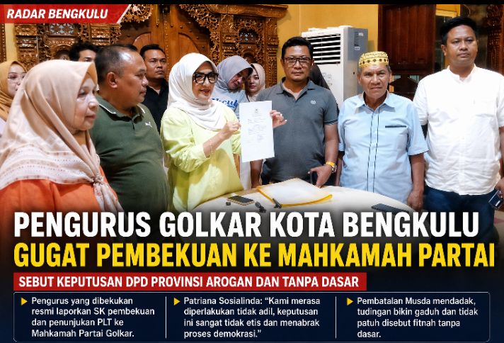 Pengurus Golkar Kota Bengkulu Gugat Pembekuan ke Mahkamah Partai, Sebut Keputusan DPD Provinsi Arogan