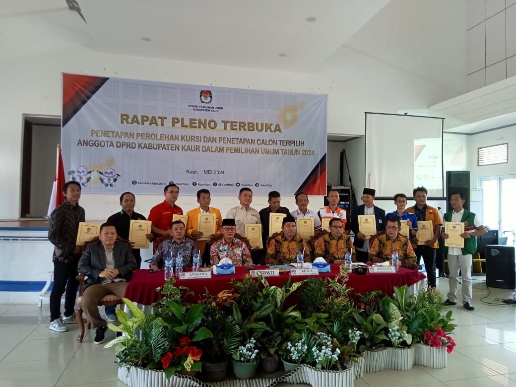 Rapat Pleno Terbuka KPU,  Ini 25 Nama Anggota DPRD Kaur Periode 2024-2029