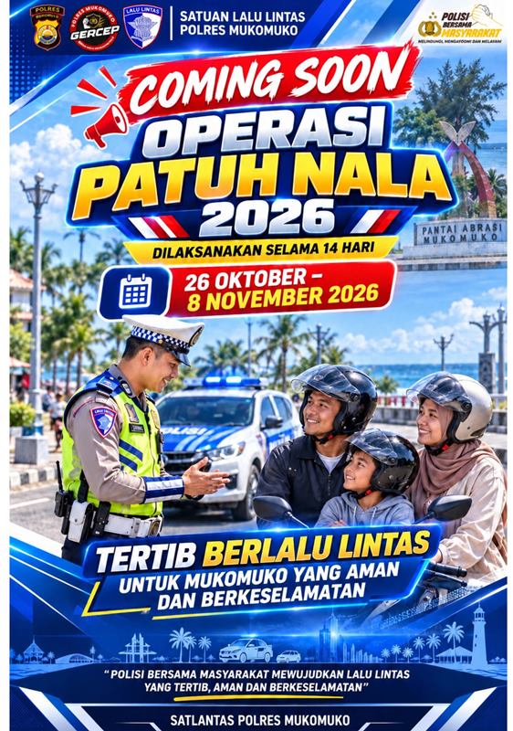Polres Mukomuko Gelar Operasi Patuh Nala Tanggal 26 Oktober 2026, Yang Melanggar Ditindak