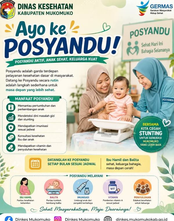 Dinas Kesehatan Mukomuko Ajak Masyarakat Rutin ke Posyandu