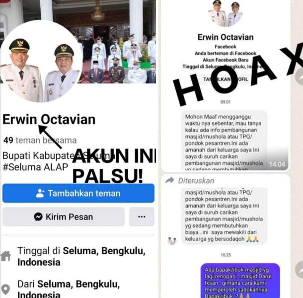  Akun Facebook Erwin Oktavian Incar Korban, Itu Bukan Medsos Bupati Seluma, Ini Penjelasan Kabag Humas Seluma
