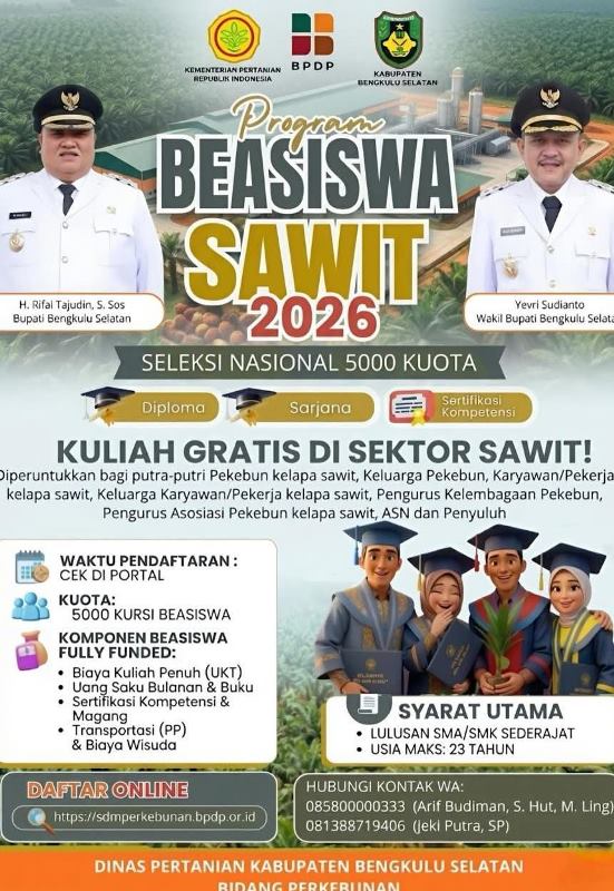 Bupati Bengkulu Selatan Ajak Manfaatkan Peluang Kuliah Gratis Program BPDP