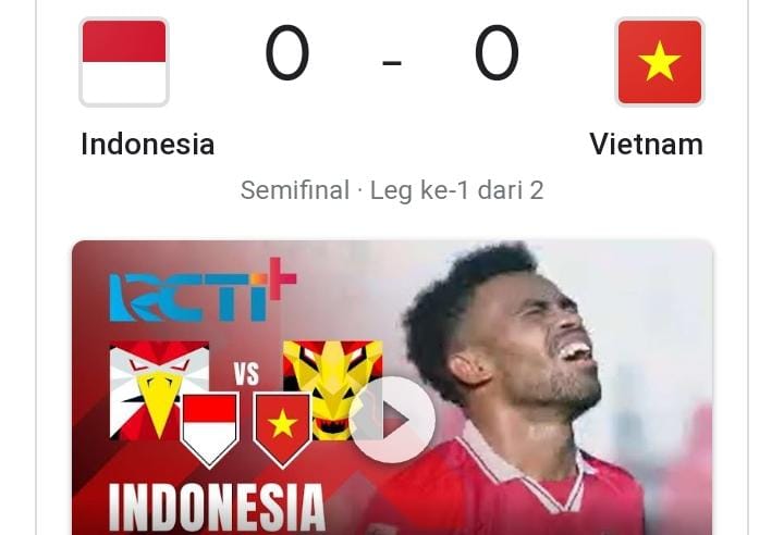Semi Final Leg Pertama Indonesia VS Vietnam Tanpa Gol, Ini Jadwal Pertandingan Selanjutnya