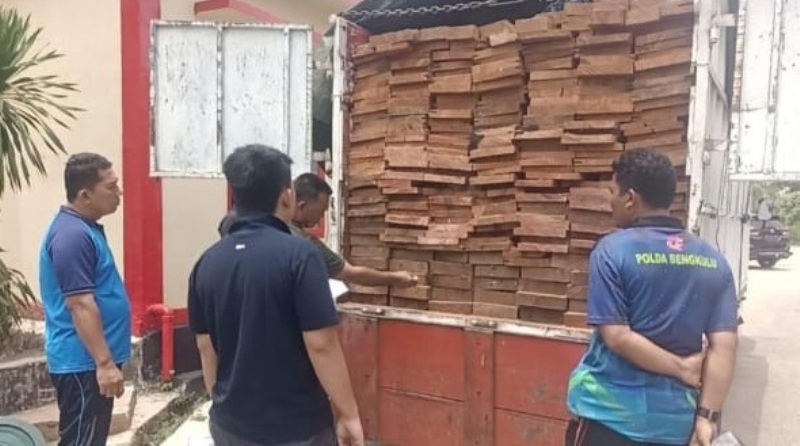 Mencurigakan, 246 Keping Kayu Meranti Merah Diamankan Polres Kaur