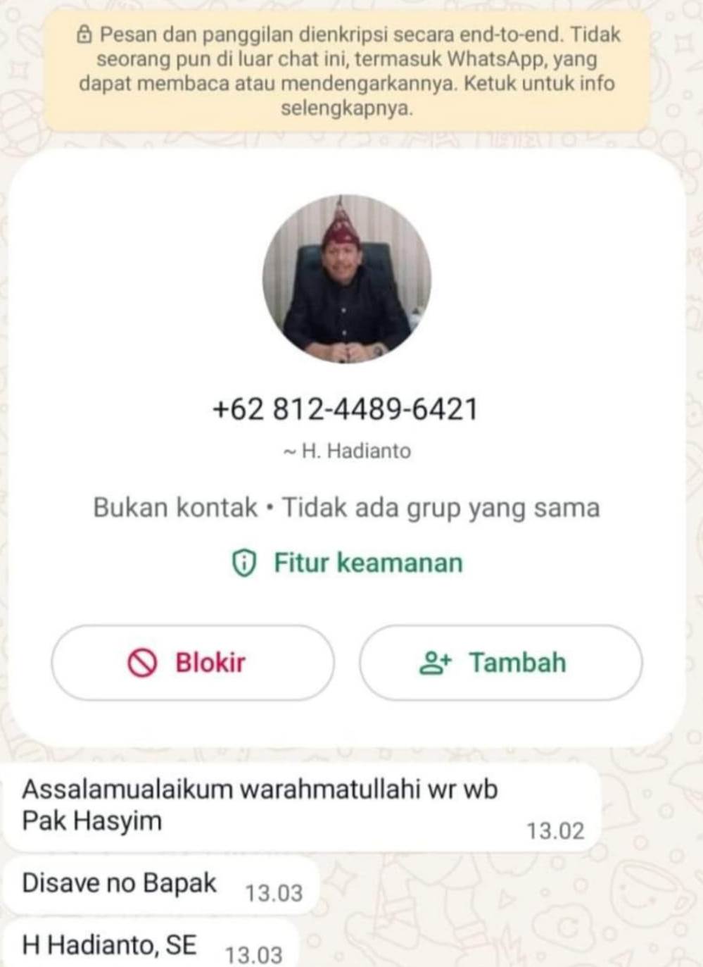 Hati-Hati Aksi Penipuan, WA Palsu Catut Nama Sekda Seluma