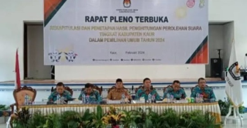 KPU Kaur Gelar Rapat Pleno Terbuka Rekapitulasi dan Penetapan Hasil Penghitungan Perolehan Suara Pemilu 2024