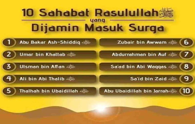 10 Sahabat Nabi Muhammad SAW yang Dijamin Masuk Surga, Siapa Saja..?