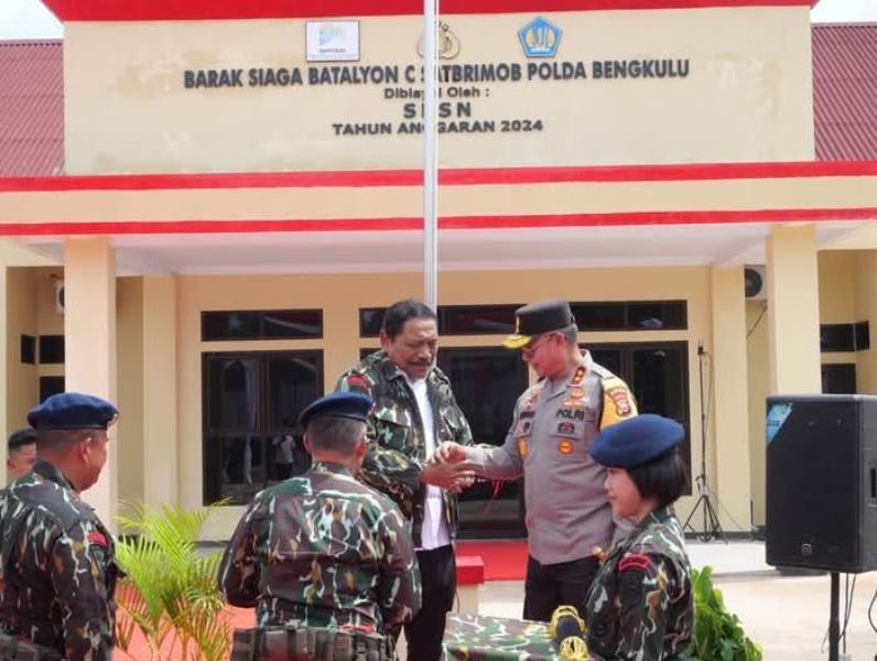  Peresmian Gedung Barak Satbrimob Bengkulu Utara Dihadiri Bupati  Mian dan Wabup Arie Septia