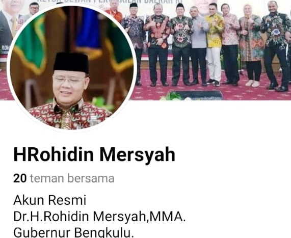 Awas Ada Penipu Membuat Akun FB Atas Nama Gubernur Bengkulu Rohidin Mersyah Buka Donasi Pembangunan Mesjid