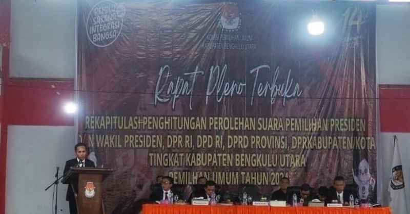 Dihadiri Bupati Mian, KPU Gelar Rapat Pleno Terbuka di GOR Syahri Romli  Bengkulu Utara   