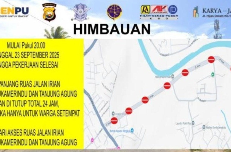 Sedang Diperbaiki, Jalan Irian Ditutup Total