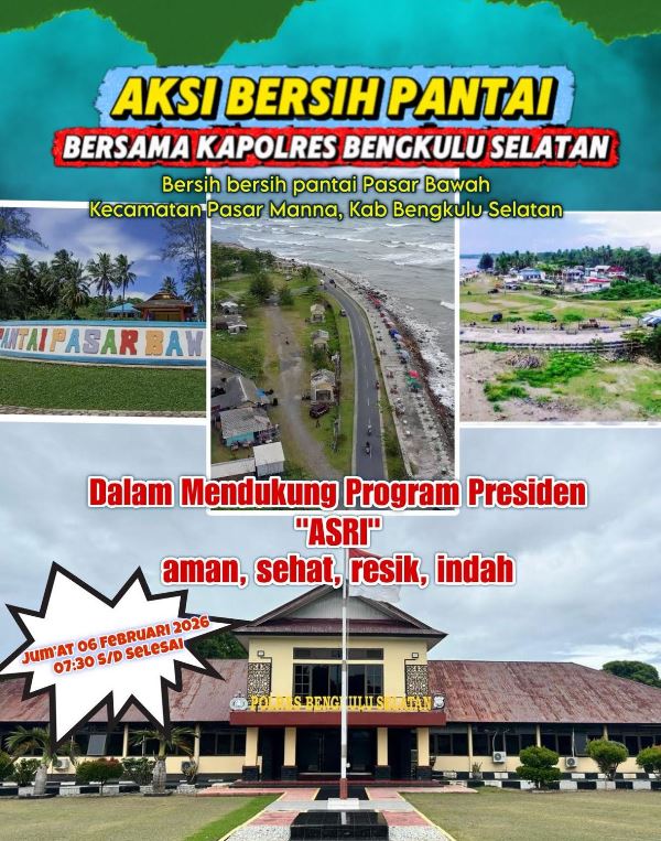  Polres Bengkulu Selatan Dukung Program Presiden, Gelar Aksi Bersih Pantai Besok