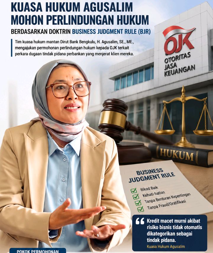 Kuasa Hukum Agusalim Minta OJK Berikan Perlindungan Hukum Berdasarkan Doktrin Business Judgment Rule