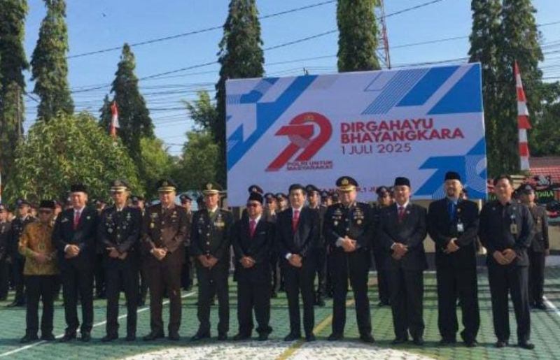  Upacara HUT Bhayangkara  ke- 79 di Mapolres Bengkulu Utara Berlangsung Khidmat