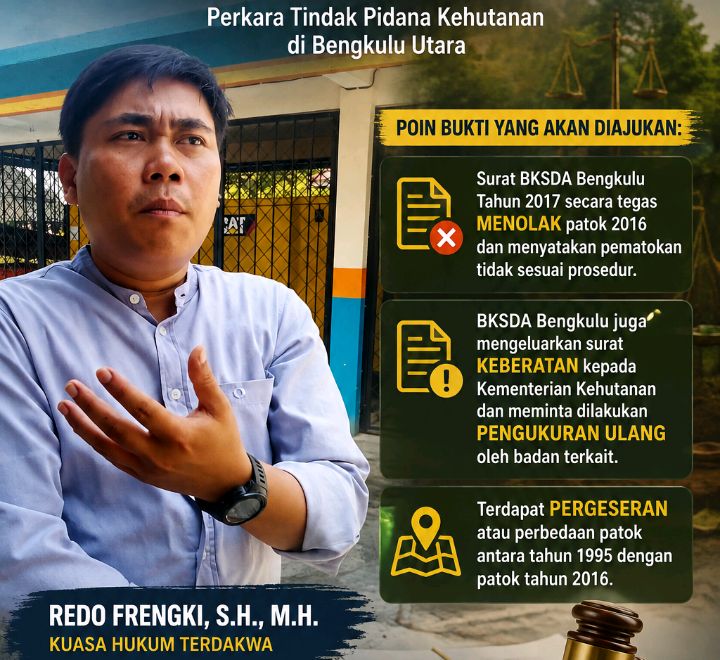 Advokat Redo Frengki Akan Buktikan Kliennya Tidak Bersalah, Soroti Persoalan Patok Kawasan Hutan