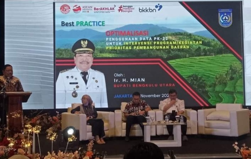 Bengkulu Utara Raih Prestasi Tingkat Nasional, Bupati Mian Paparkan Optimalisasi Penggunaan Data PK-22