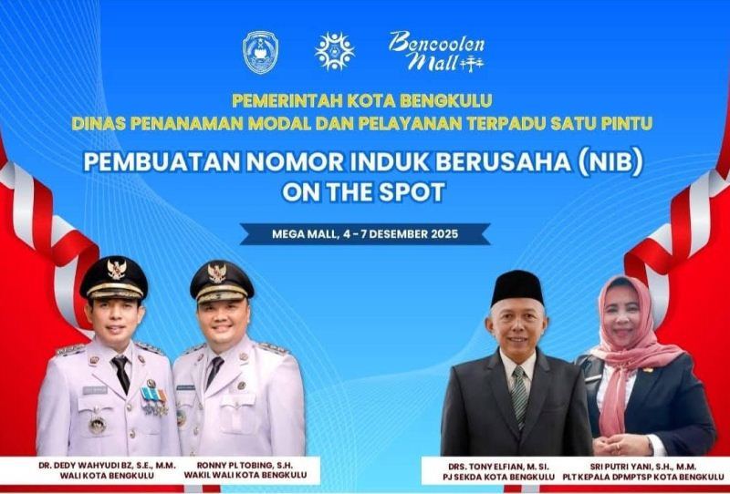 Siap-Siap, Pemda  Kota Bengkulu Terbitkan NIB Gratis   di Mega dan Bencoolen Mall