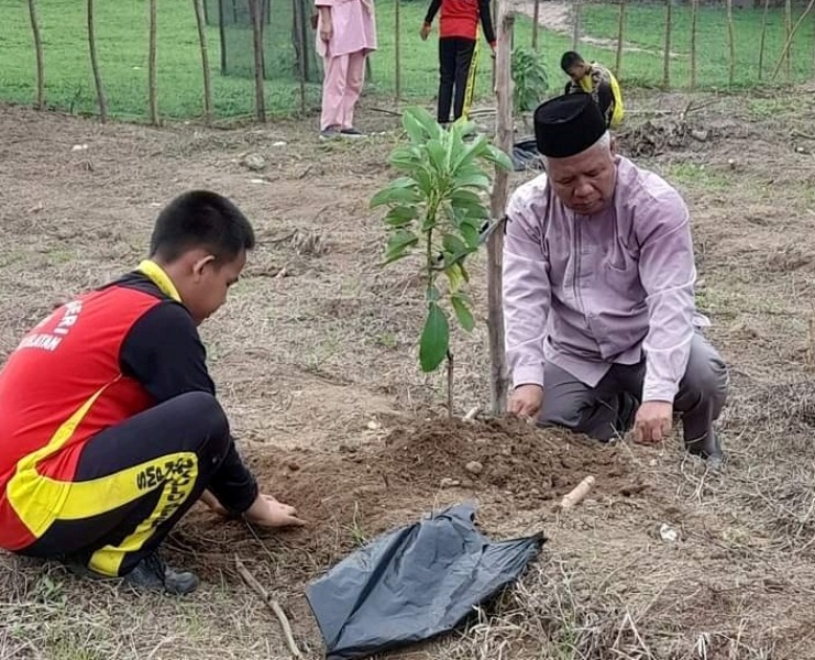 Tanam Pohon, SMPN 15 Bengkulu Selatan Dukung Program Sekolah Adiwiyata