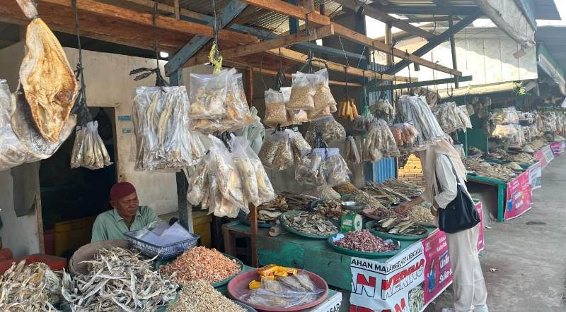 Meski Pendapatan Tidak Menentu, Hamdani Bertahan Jualan Ikan Asin di Pasar Pantai Malabro