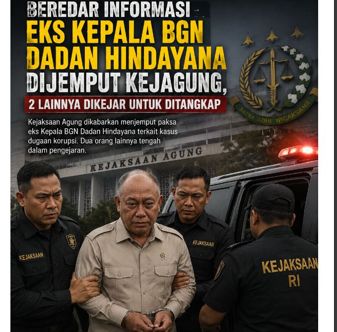 Beredar Informasi Eks Kepala BGN Dadan Hindayana Dijemput Kejagung, Dua Orang Lain Dikabarkan Dalam Pengejaran