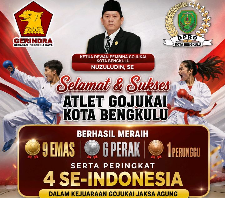 Gojukai Kota Bengkulu Ukir Prestasi Nasional, Raih 9 Emas dan Peringkat Empat Se-Indonesia