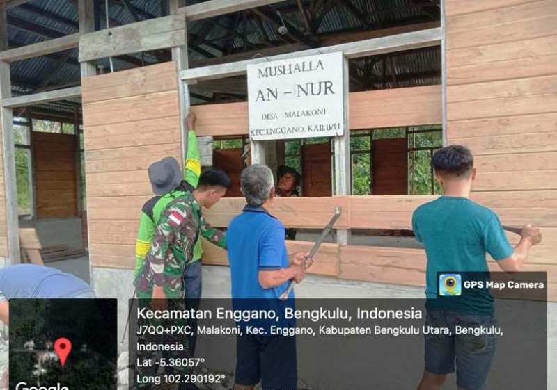  Musala An-Nur Desa Malakoni Direhab Satgas Pam Puter Enggano Secara Gotong Royong 