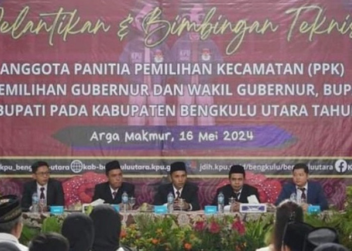 Ketua KPU Bengkulu Utara Lantik 95 Orang PPK  Untuk Pilkada 2024 