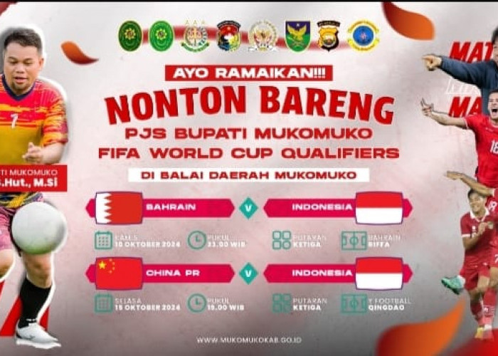 Nonton Bareng Timnas vs Bahrain di Balai Daerah Pemkab Mukomuko,Gratis dan Seru